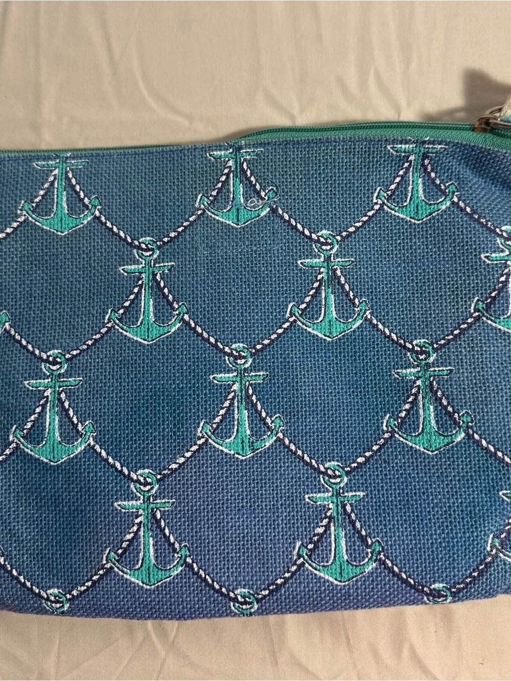 Mud Pie Blue Teal Anchor Wristlet Clutch